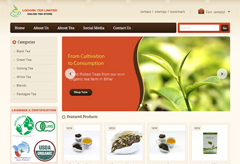 Ecommerce website designing for Lochan Tea Limited